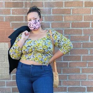 Dia&Co Ruched Floral Crop Top